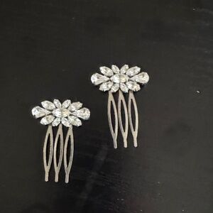 Elegant Silver Hair Combs with Crystals